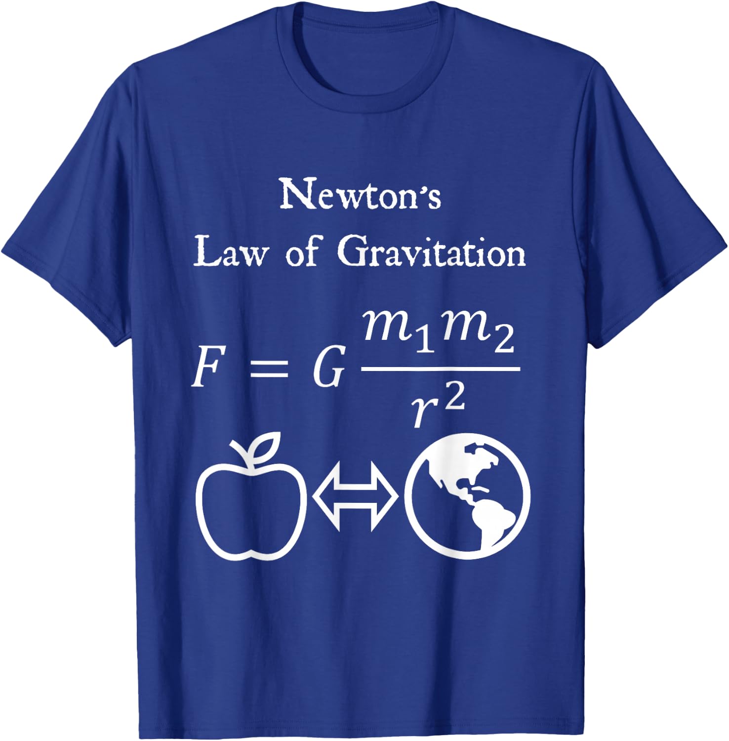 Newton's Law of Gravitation Physics Math Teacher Nerdy T-Shirt - T-Shirt | Royal