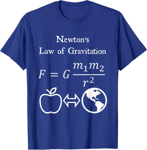 Newton's Law of Gravitation Physics Math Teacher Nerdy T-Shirt - T-Shirt | Royal
