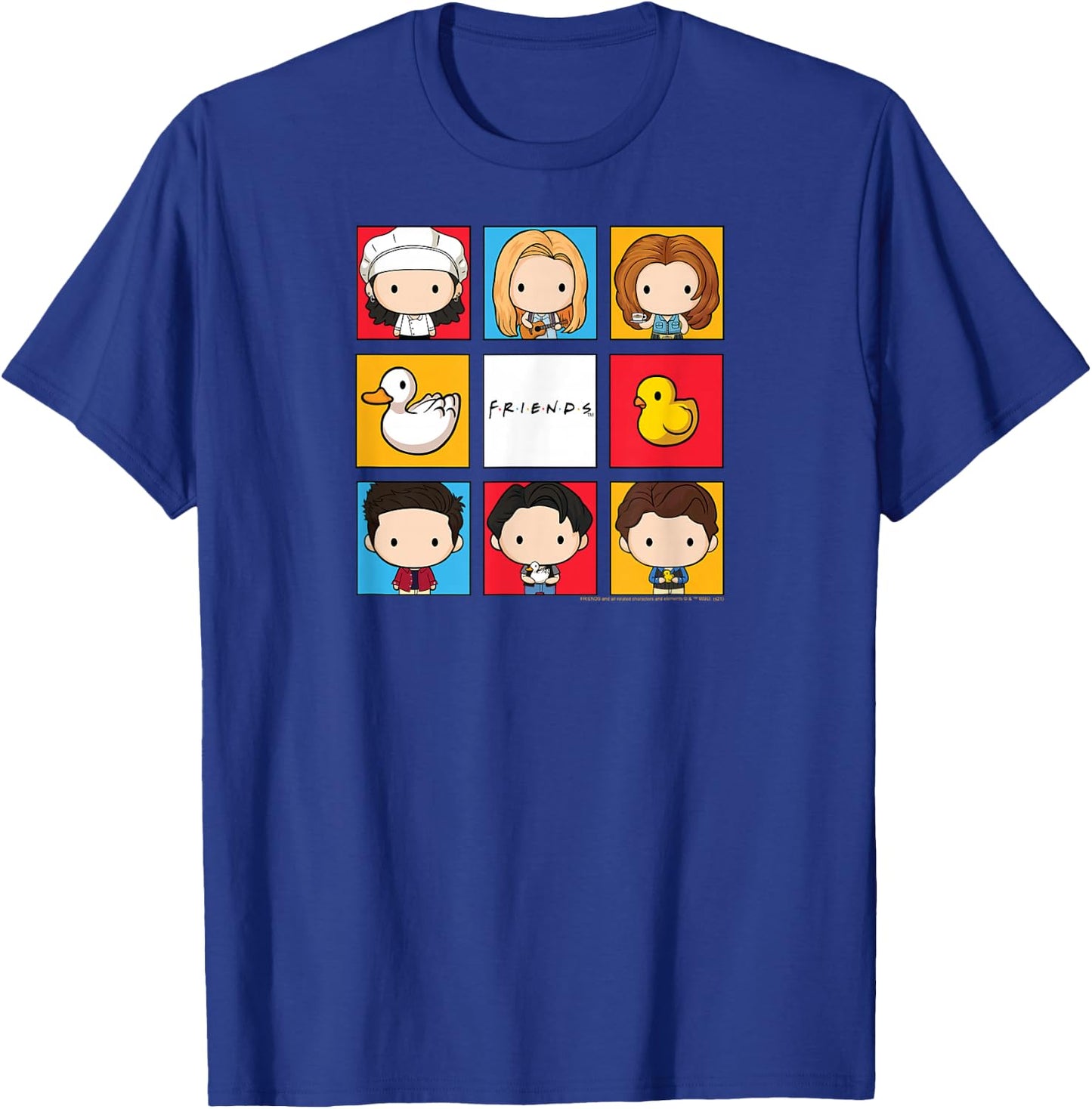Friends Chibi Bunch Cast Pop Art Squares TV Show T-Shirt - T-Shirt | Royal