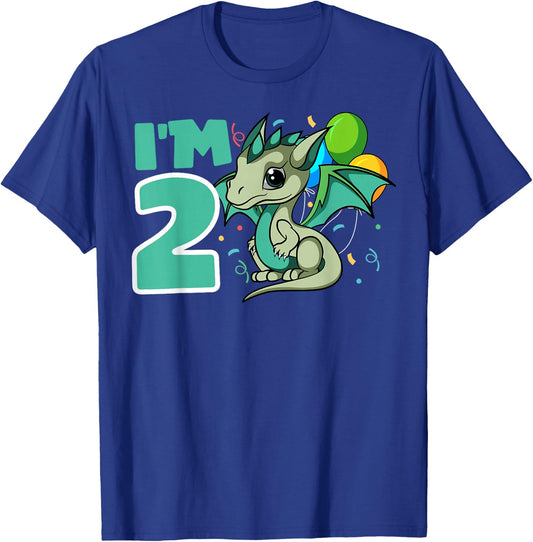I'm 2 Dragon Birthday Party Mystic Magical Celebration T-Shirt - T-Shirt | Royal