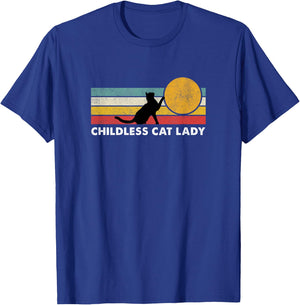 Vintage Childless Cat Lady T-Shirt - T-Shirt | Royal