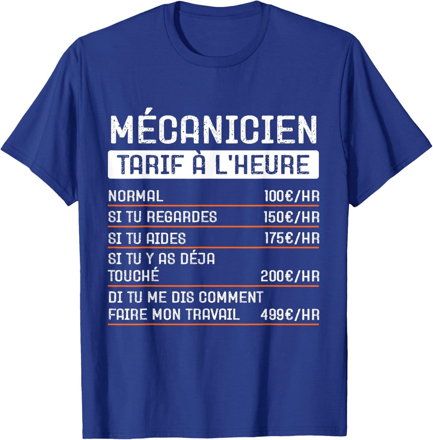 Humor Mechanic Hourly rate Gift Occupation T-Shirt - T-Shirt | Royal
