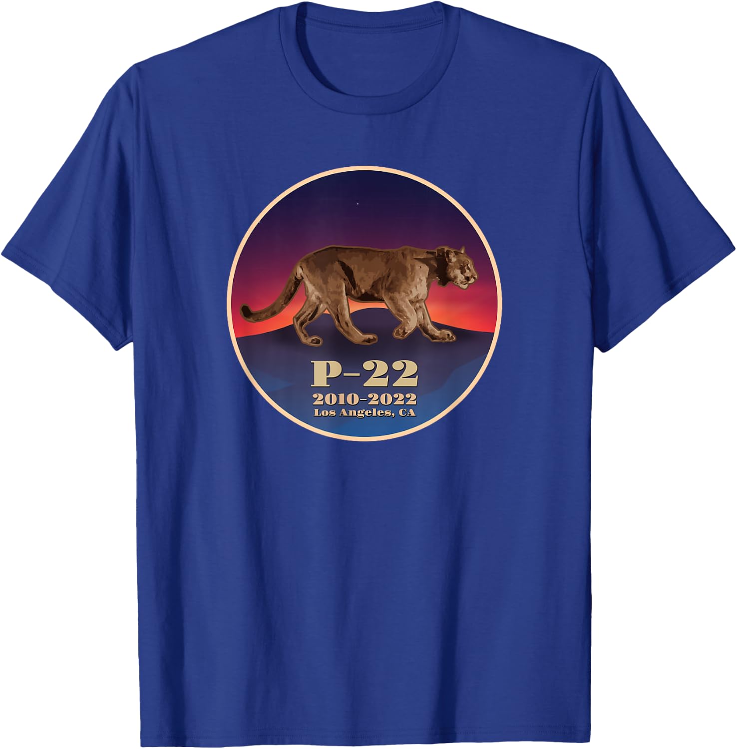 Hollywood Mountain Lion P-22 Los Angeles Cougar T-Shirt - T-Shirt | Royal