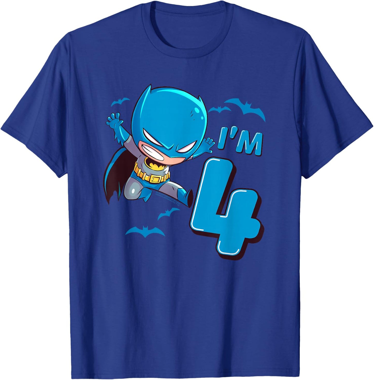 Batman 4th Birthday Cute I'm 4 T-Shirt - T-Shirt | Royal