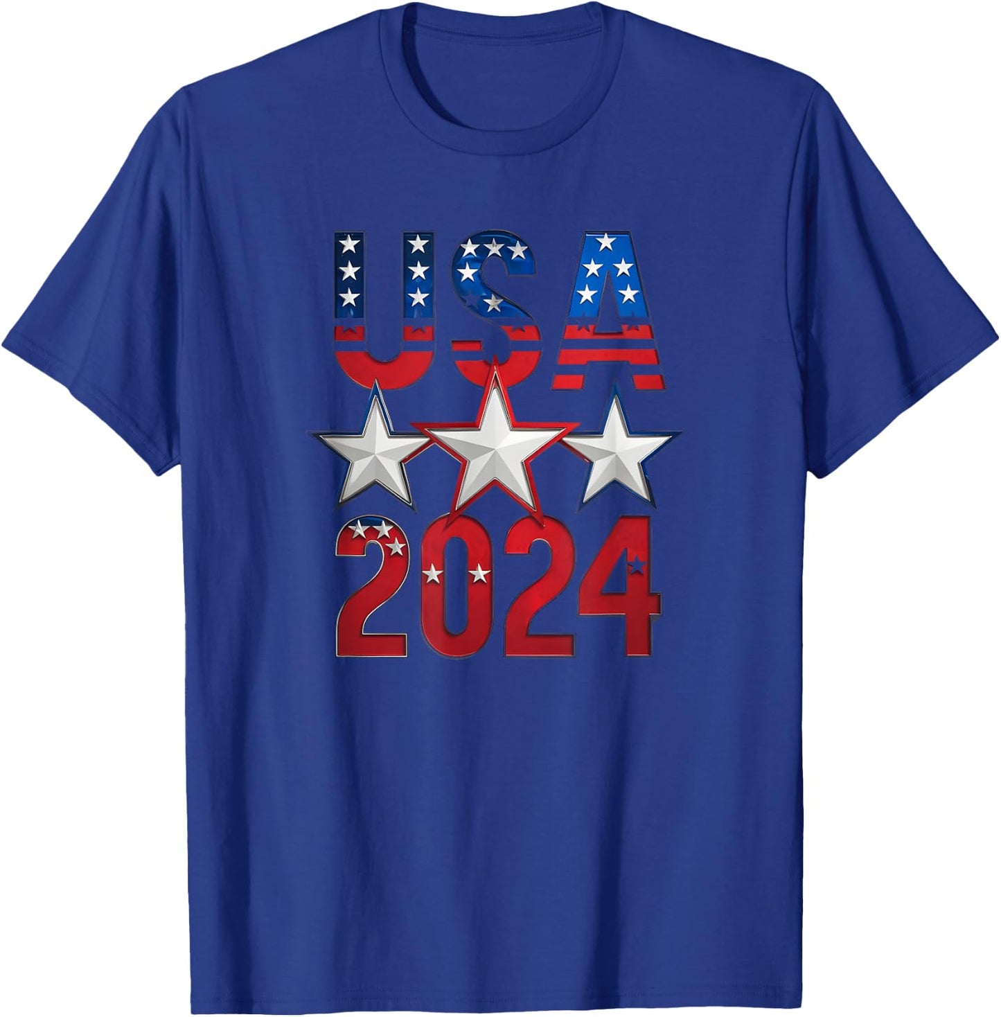USA Patriotic Team Sports 2024, American Flag T-Shirt - T-Shirt | Royal