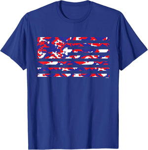 Red White and Blue Camo American Flag USA T-Shirt - T-Shirt | Royal