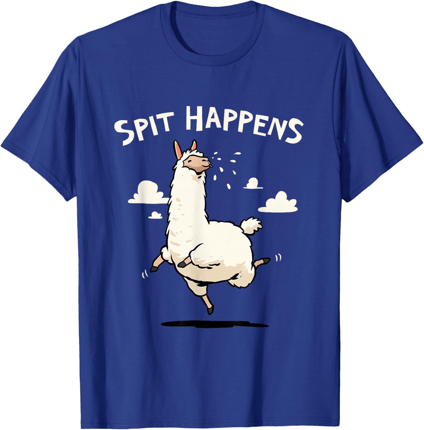 Spit Happens Funny Llama Cartoon T-Shirt - T-Shirt | Royal