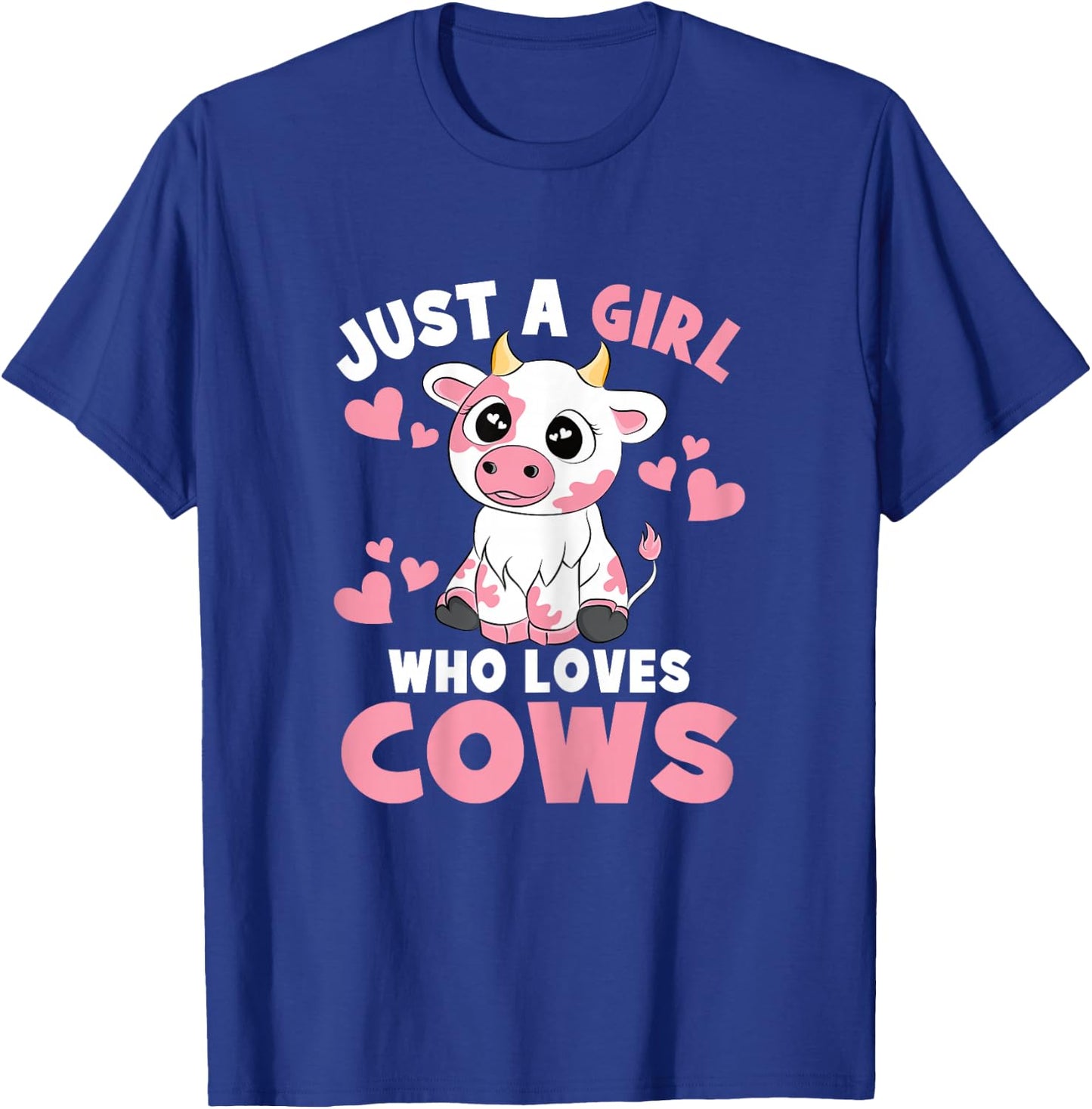 Just A Girl Who Loves Cows Cute Cow Lover Cow Print Kids T-Shirt - T-Shirt | Royal