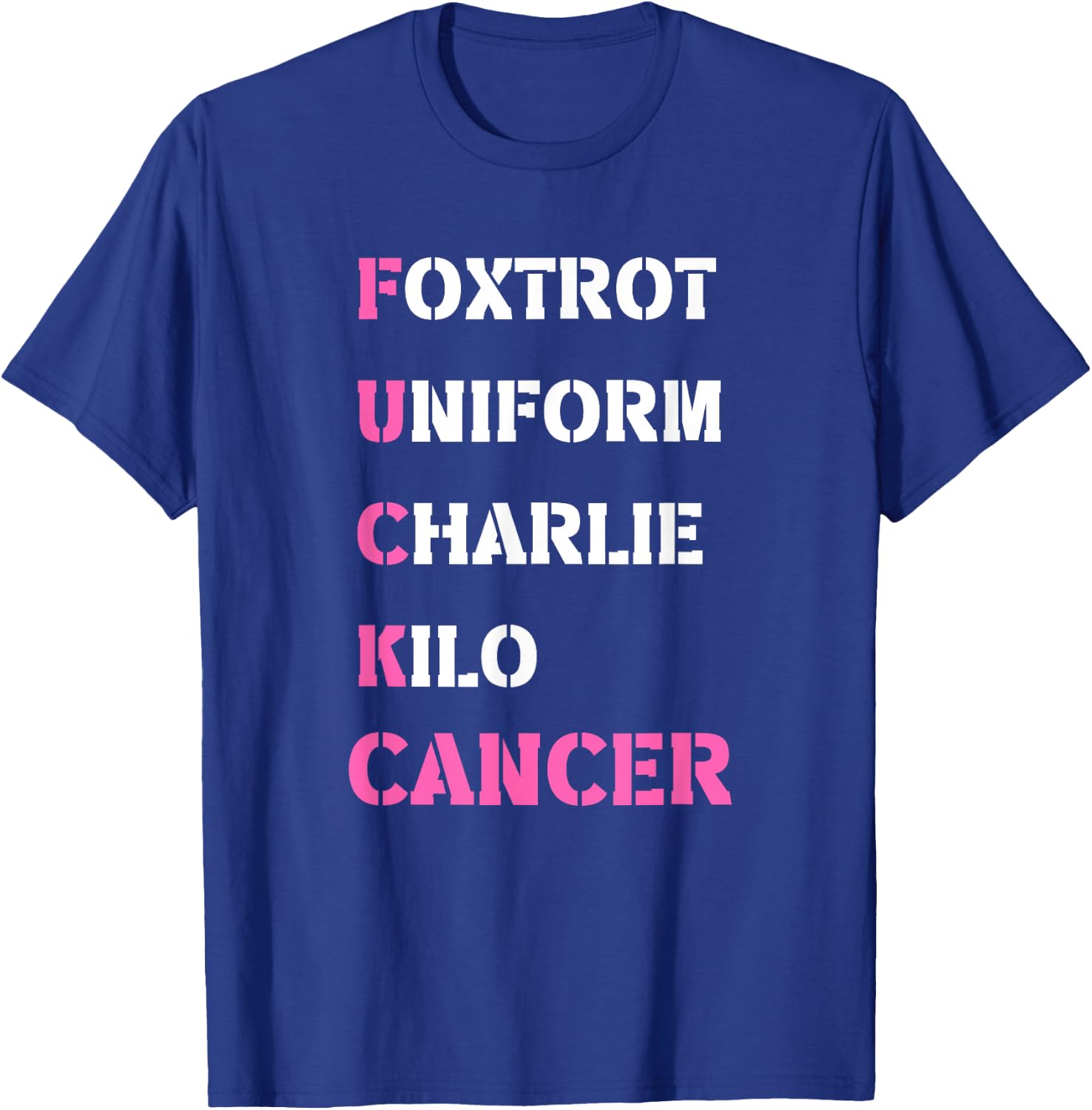 Foxtrot Uniform Charlie Kilo F-ck Breast Cancer - Support T-Shirt - T-Shirt | Royal