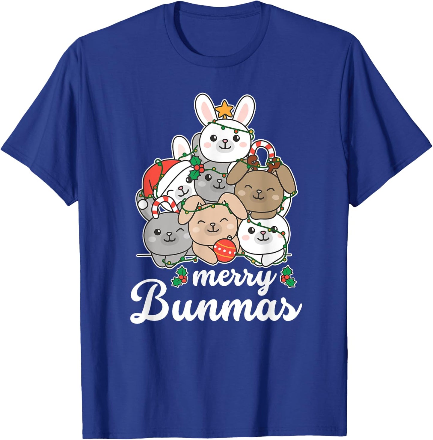 Merry Bunmas Pun Bunny Christmas T-Shirt - T-Shirt | Royal