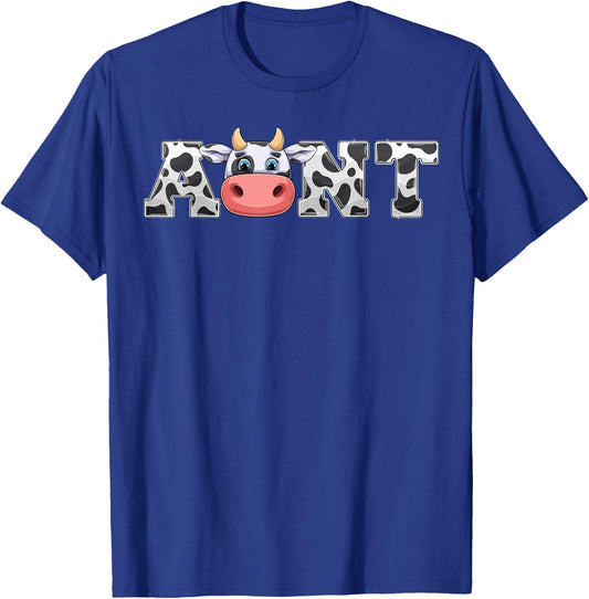 Aunt Cow Print Cowboy Animal Pattern Farmer Cow Aunt T-Shirt - T-Shirt | Royal