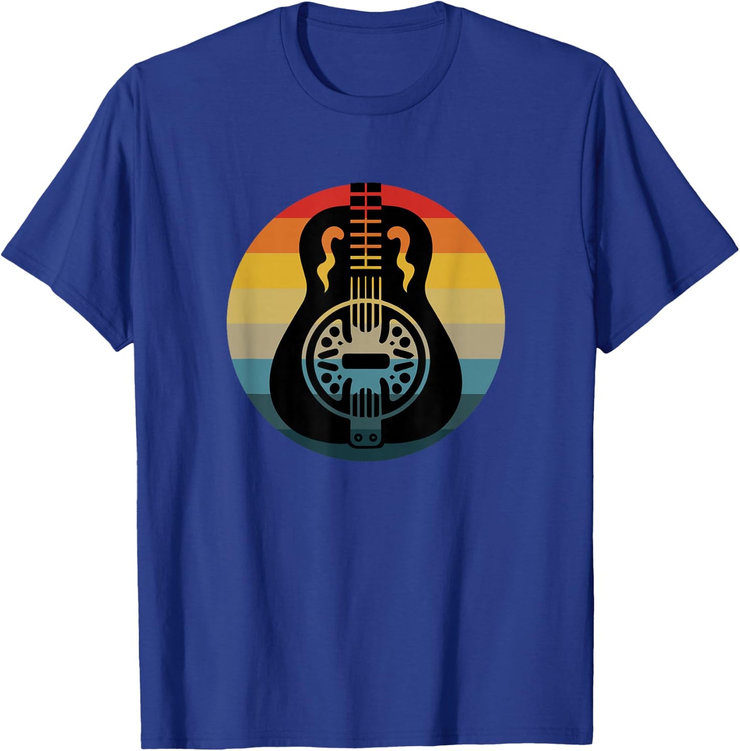 Retro Dobro Resonator Guitar Vintage Sunset Music Lover T-Shirt - T-Shirt | Royal