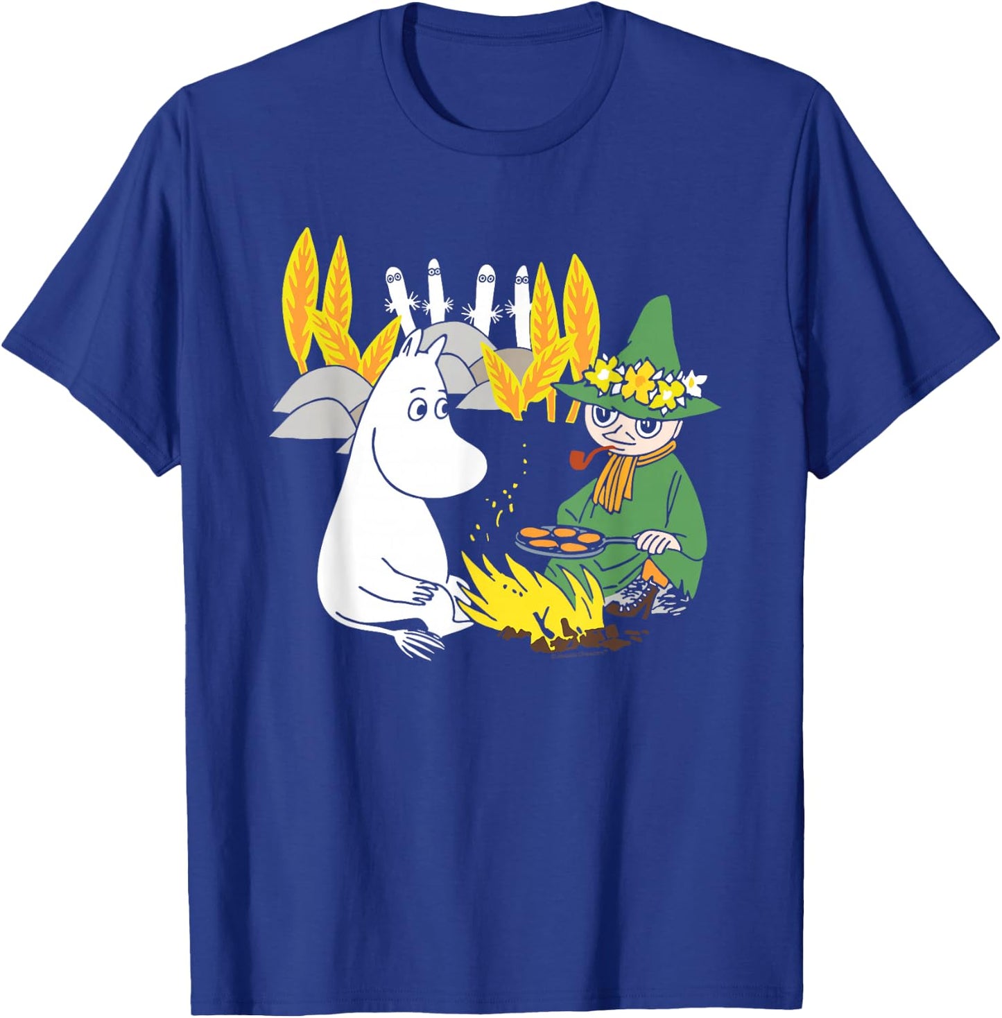 Moomin Moomintroll & Snuffkin Campfire Scary Hattifatteners , black T-Shirt - T-Shirt | Royal