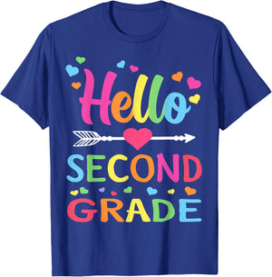 Hello Second Grade Team 2nd Grade Back to School Teacher Kid T-Shirt - T-Shirt | Royal