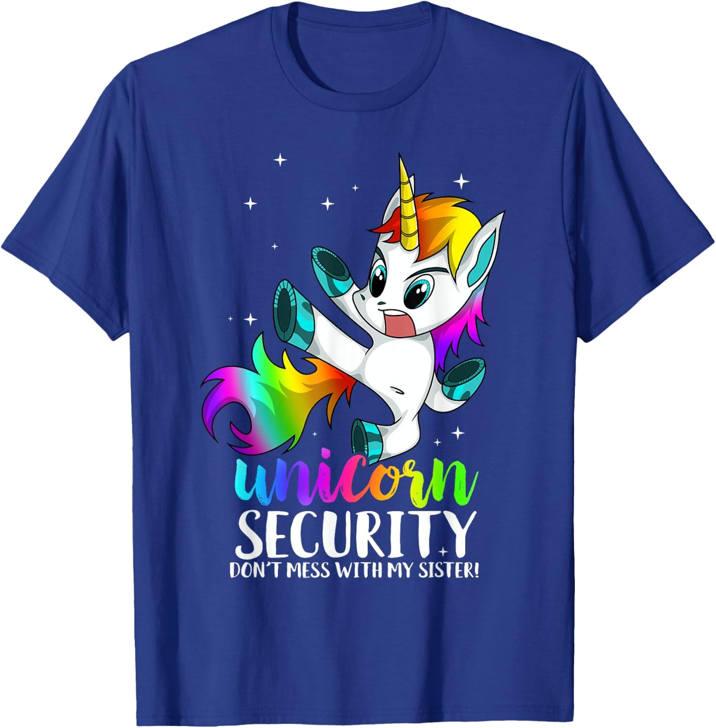 Unicorn Security Dont Mess With My Sister Kung Fu Brother T-Shirt - T-Shirt | Royal