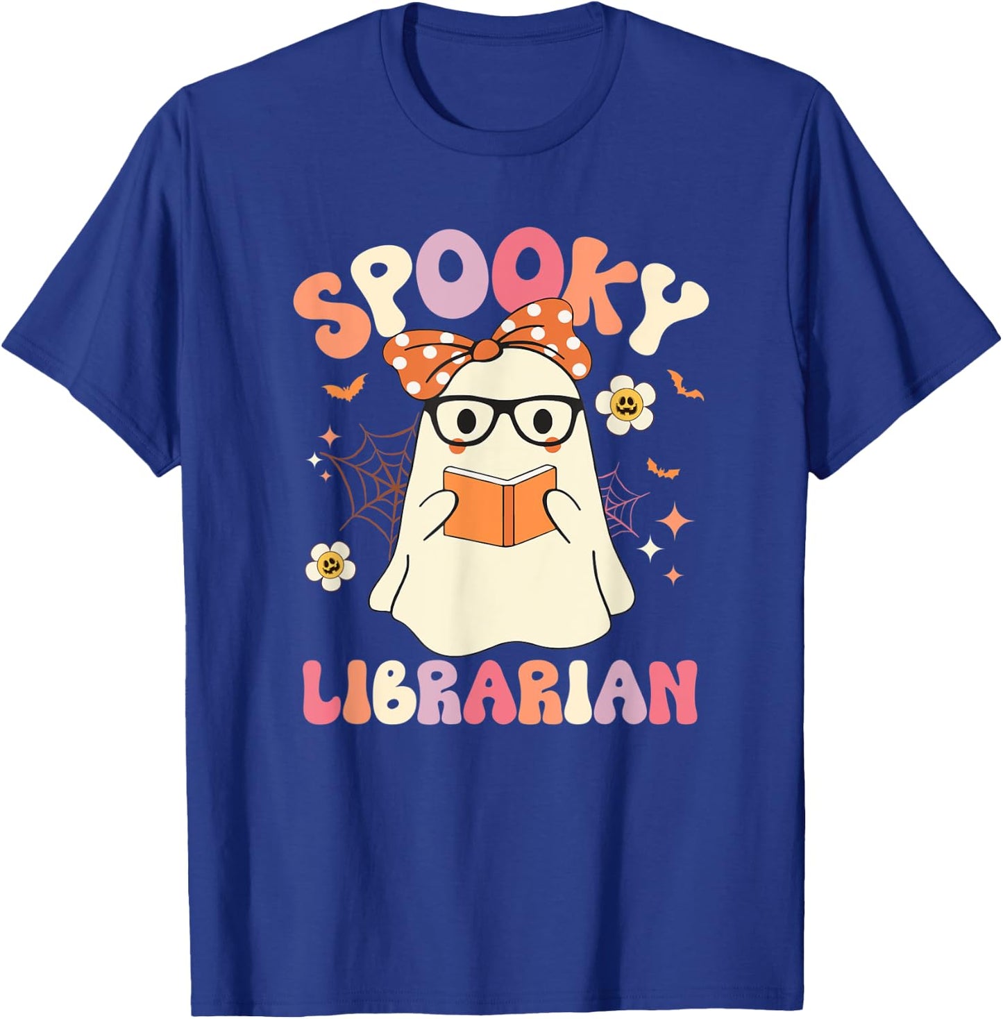 Groovy Spooky Librarian Ghost Vintage Halloween Costume T-Shirt - T-Shirt | Royal