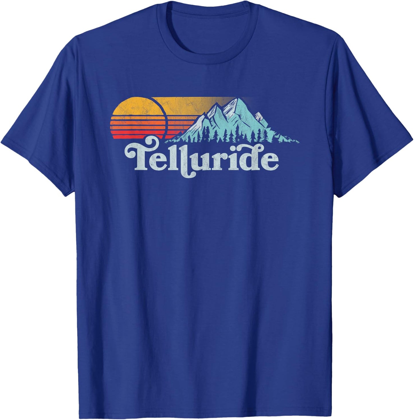 Vintage Telluride Retro Distressed Vibe Mountains 80s Sun T-Shirt - T-Shirt | Royal