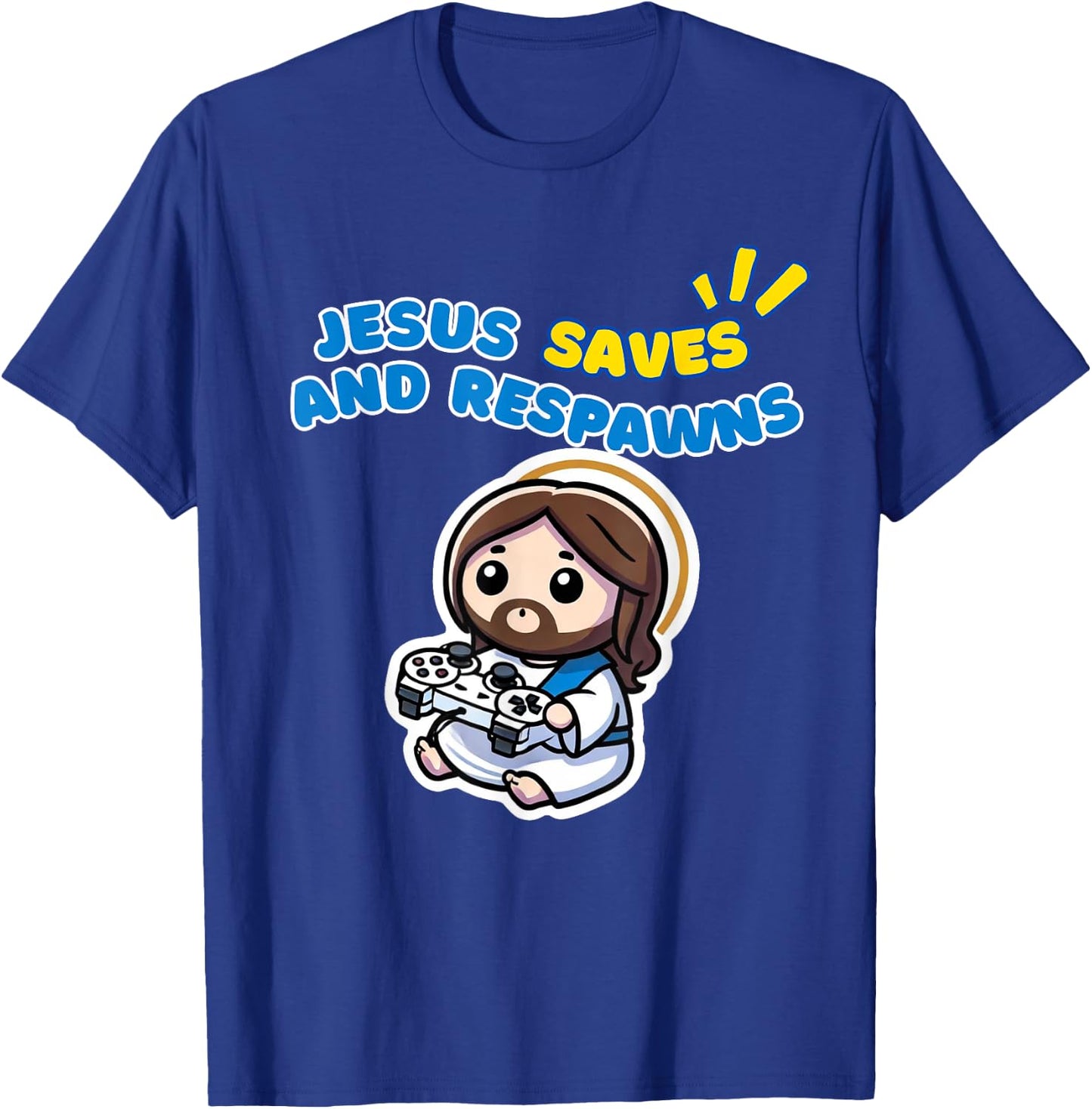 Jesus Respawns Chibi Kawaii Christian Gamer T-Shirt - T-Shirt | Royal