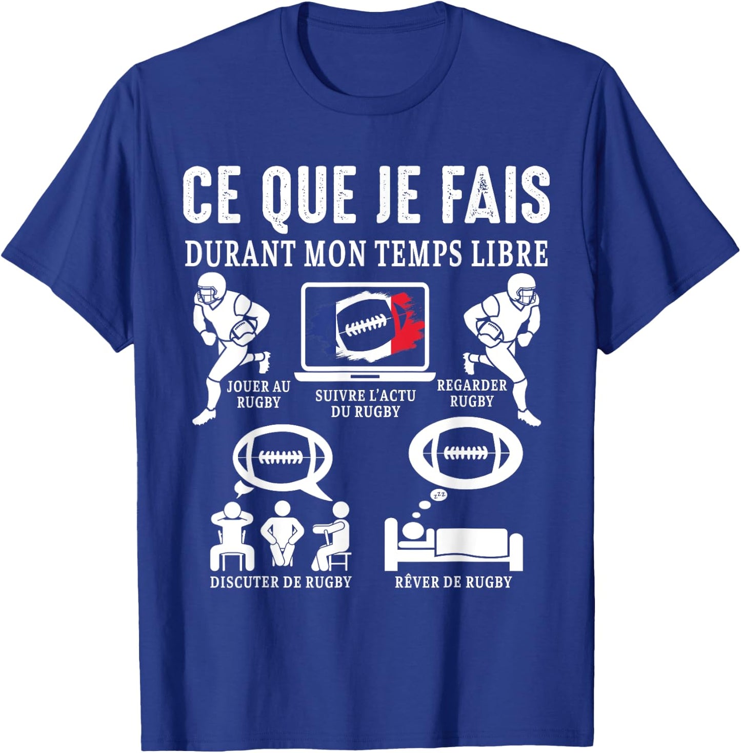 Rugby what I do rugby fan Rugby player france Funny , Black, S T-Shirt - T-Shirt | Royal