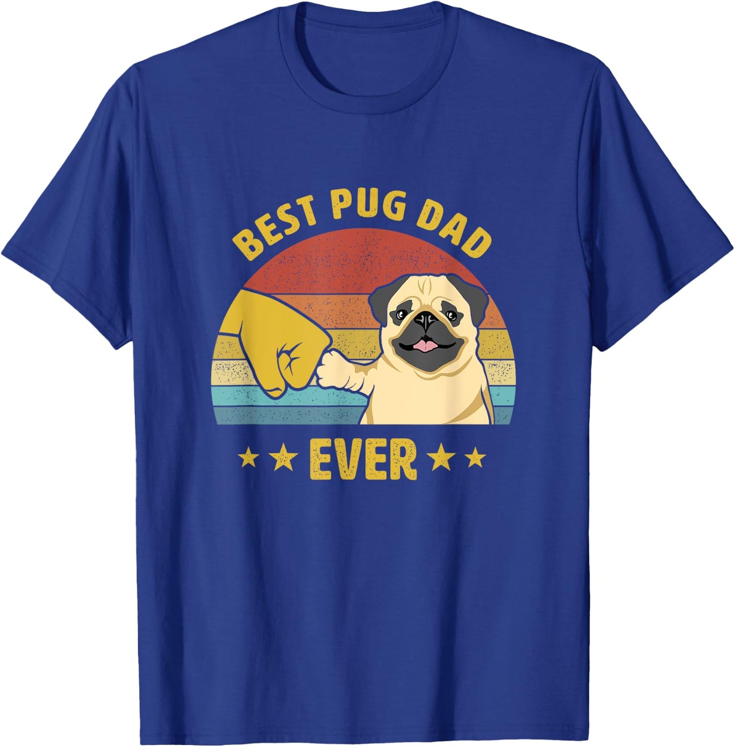 Cute Best Pug Dad Ever Proud Vintage Puppy Lover Pug Retro T-Shirt - T-Shirt | Royal