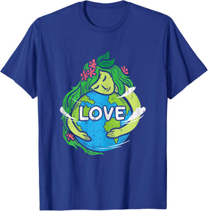 Love Mother Earth Planet Hug Nature Environment Earth Day T-Shirt - T-Shirt | Royal