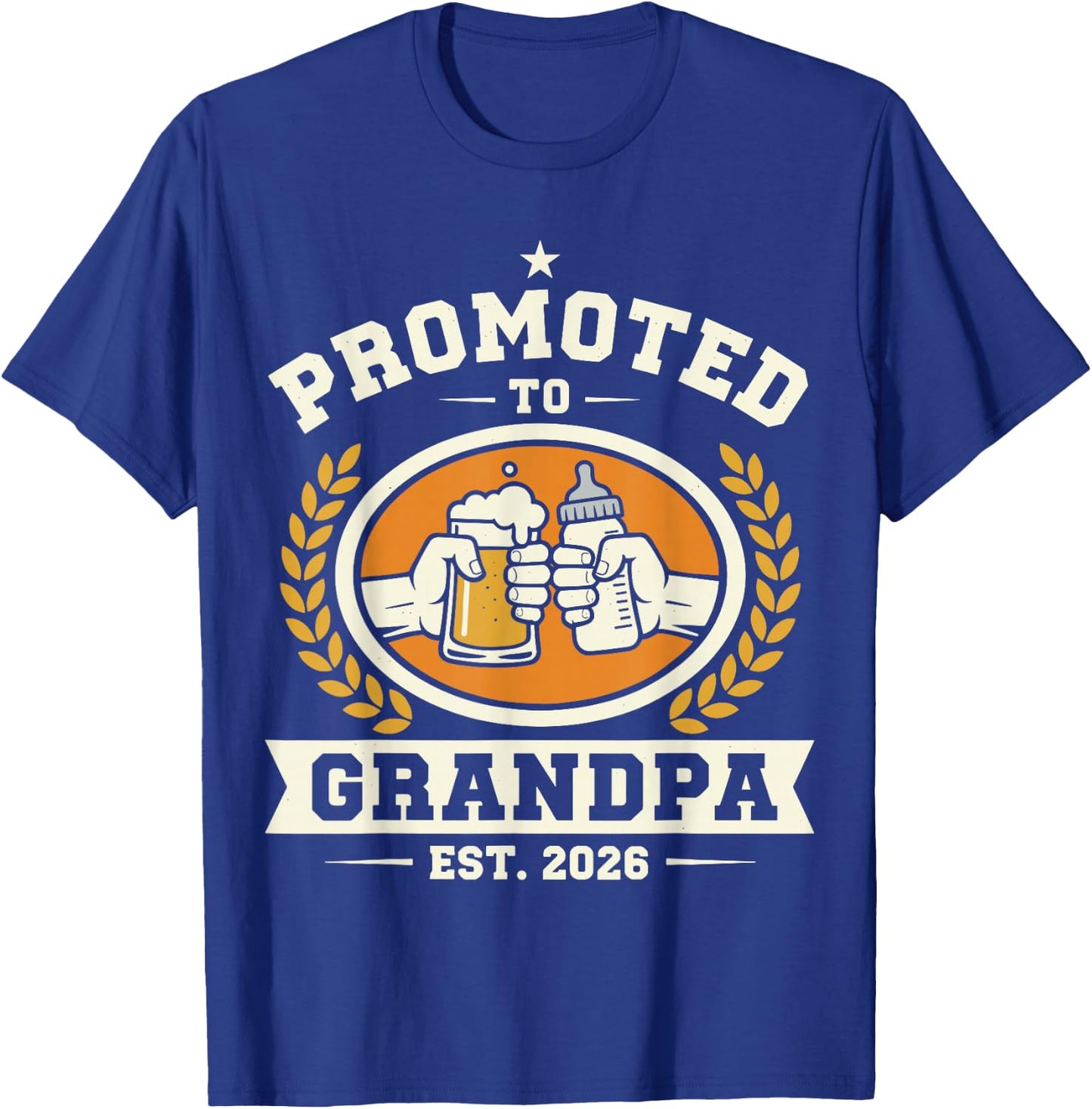 Promoted to Grandpa Est 2026 Baby Announcement T-Shirt - T-Shirt | Royal