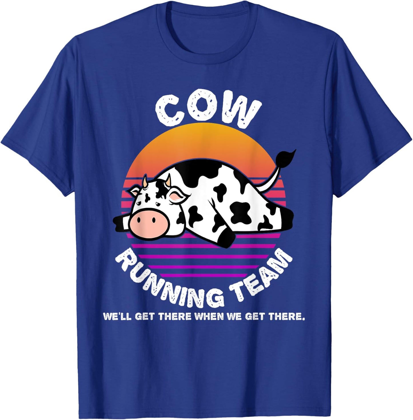 Funny Dairy Cow Running Team Shirt Kids Men Women Gift T-Shirt - T-Shirt | Royal