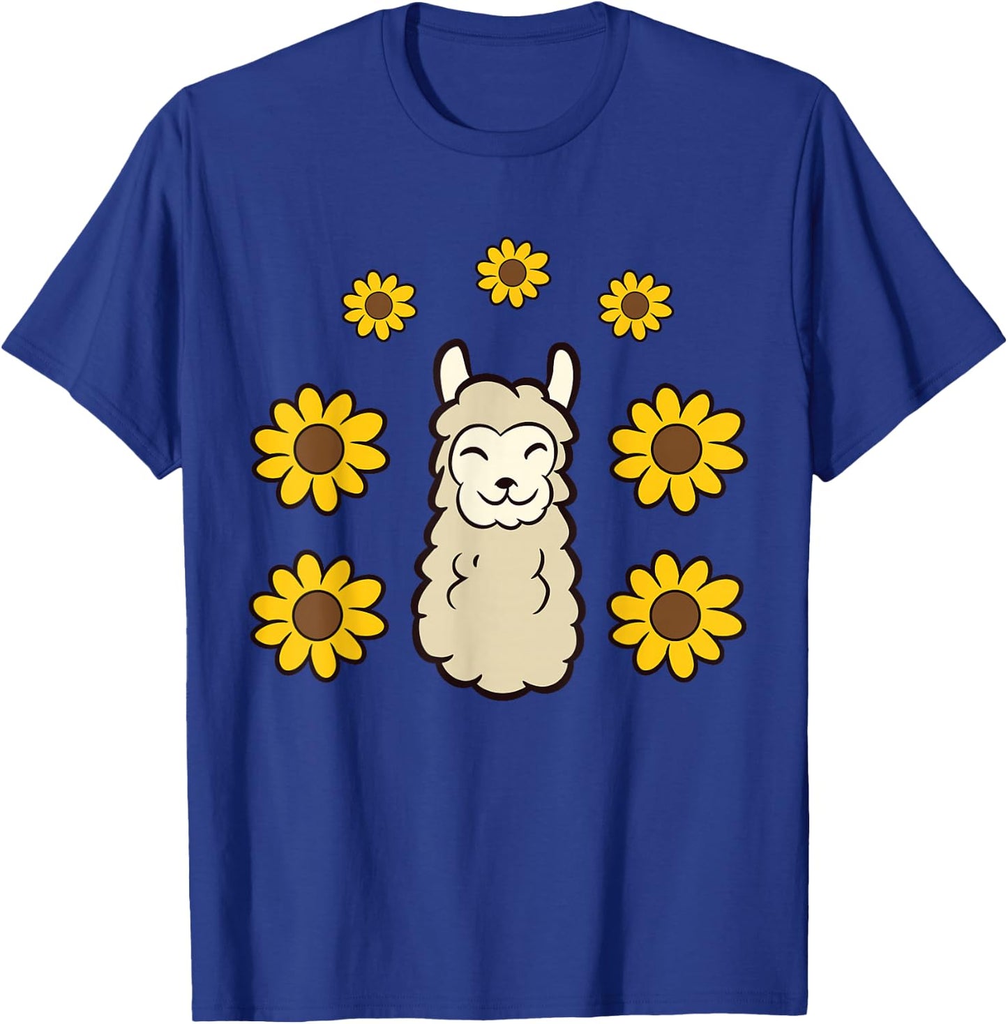 Cute Llama Summer Sunflower Kawaii Llama T-Shirt - T-Shirt | Royal