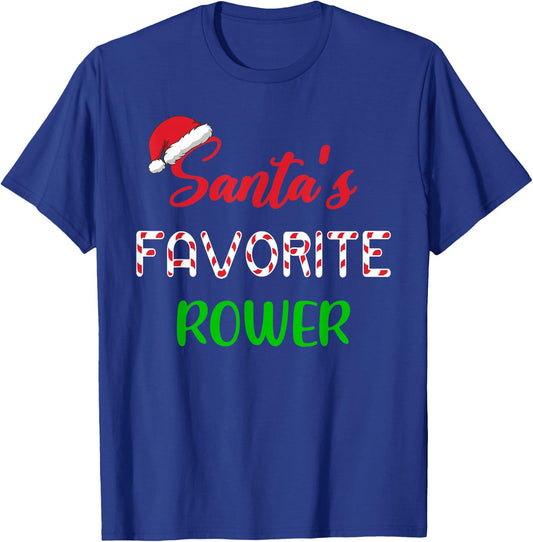 Santas Favorite Rower Funny Rowing Christmas T-Shirt - T-Shirt | Royal