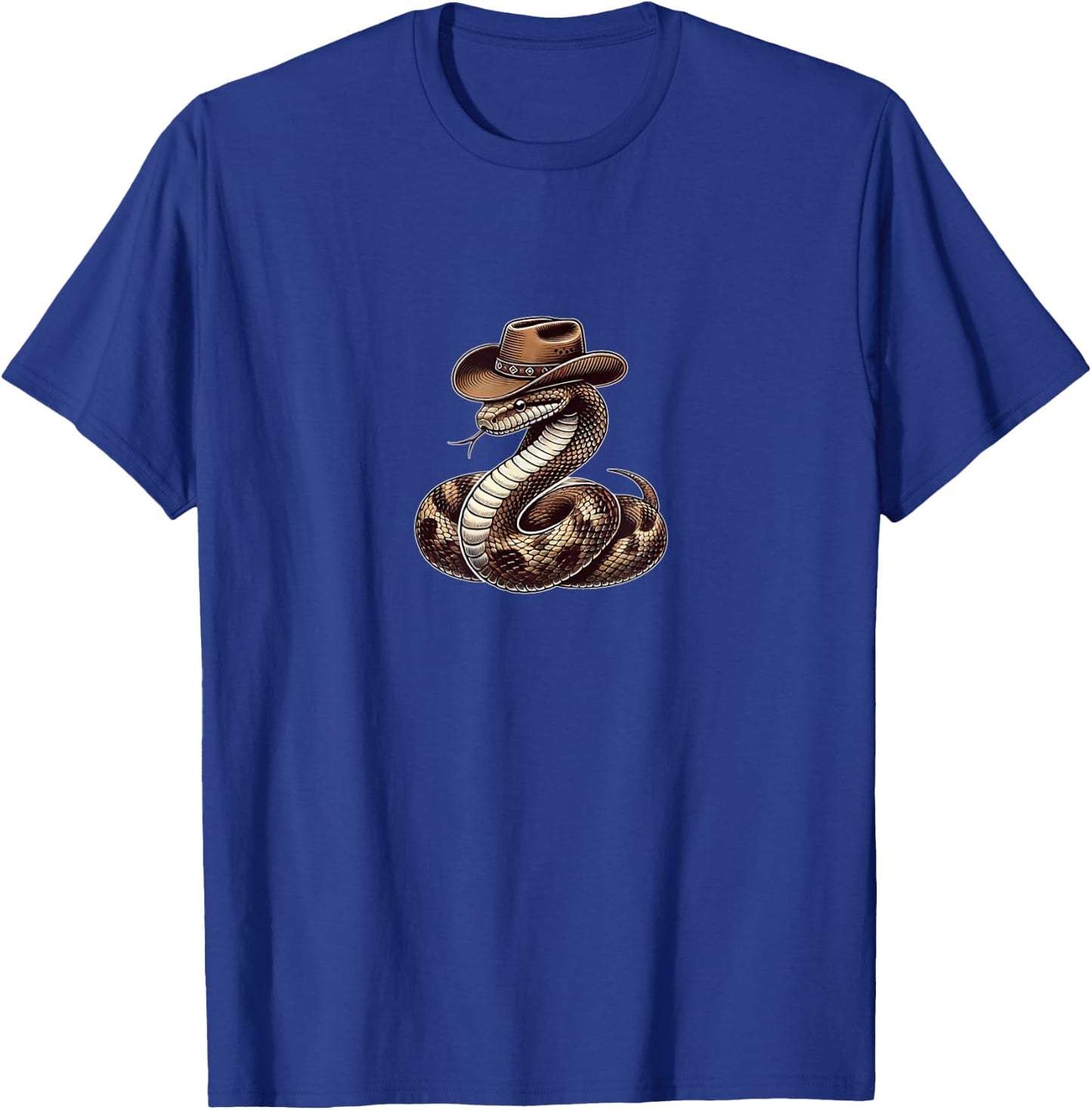 Funny Snake Wearing Cowboy Hat Reptile Lover Pet T-Shirt - T-Shirt | Royal