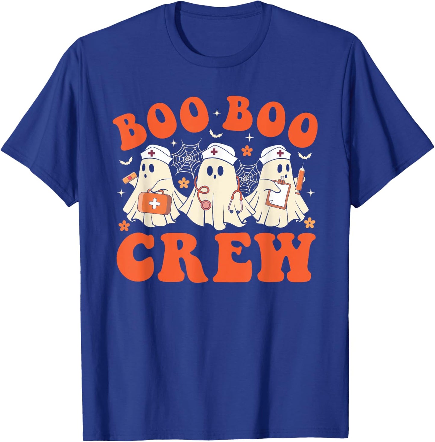Boo Boo Crew Nurse Ghost Scrub Top Nursing Halloween Costume T-Shirt - T-Shirt | Royal