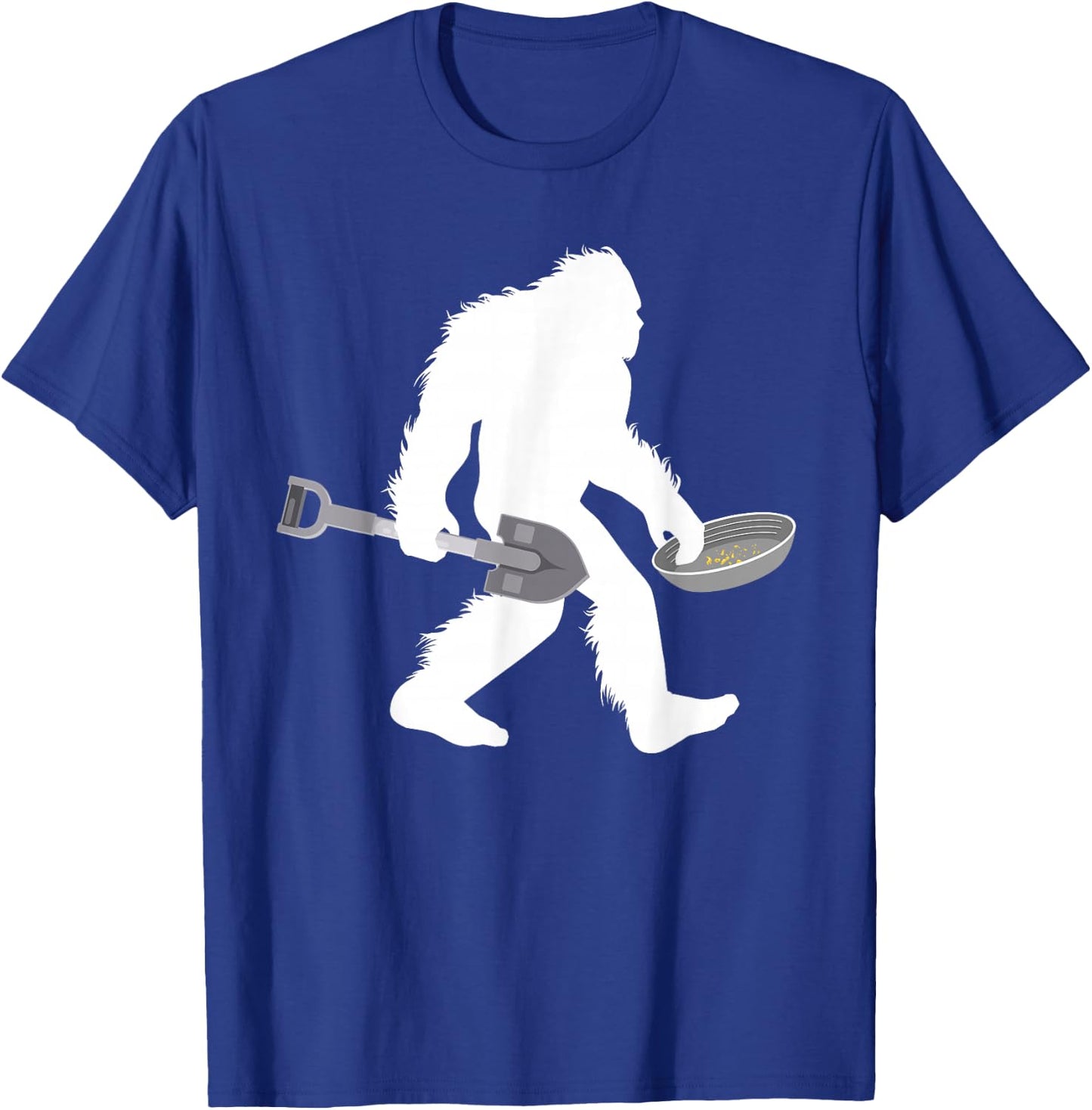 Gold Panning Bigfoot Miner with Shovel Sasquatch Prospecting T-Shirt - T-Shirt | Royal