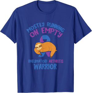 Arthritis Awareness Mostly Running Empty Rheumatoid Warrior T-Shirt - T-Shirt | Royal