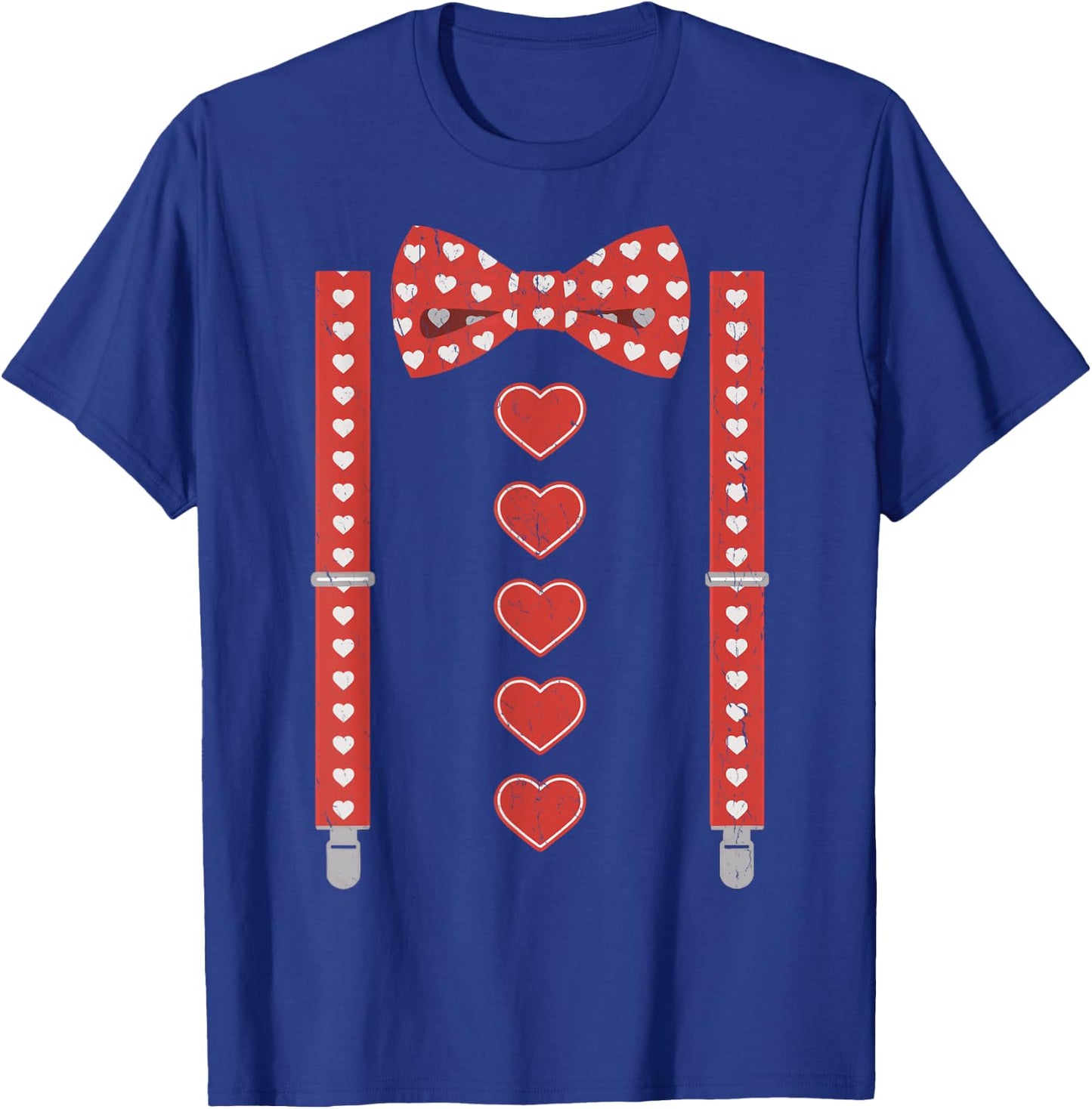 Valentines Day Bow Tie and Suspenders T-Shirt - T-Shirt | Royal