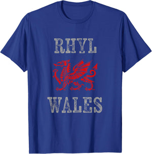 Rhyl Wales Welsh Dragon Flag Vintage T-Shirt - T-Shirt | Royal