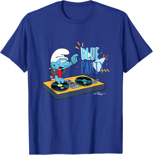 Blue Party of the Smurfs , black T-Shirt - T-Shirt | Royal