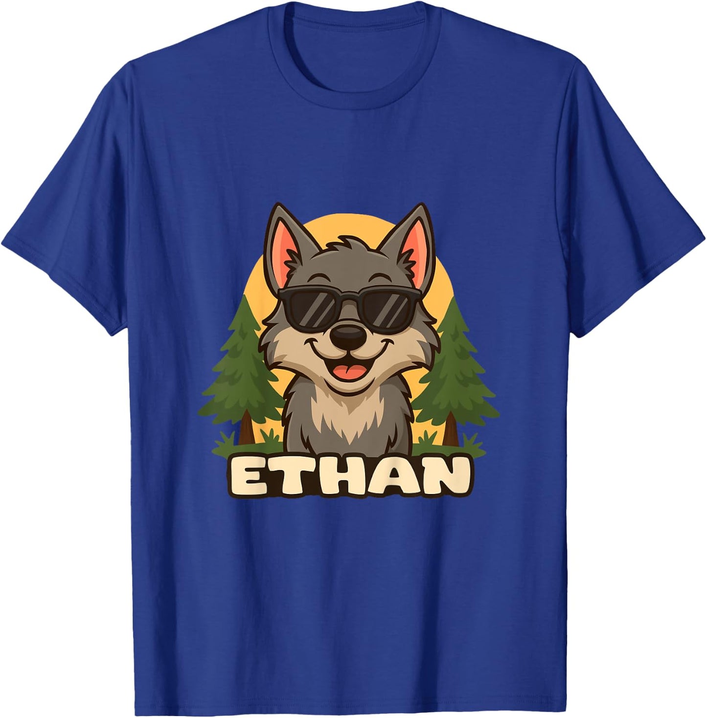 Enfant Ethan – Design Loup avec Prénom pour Garçons T-Shirt - T-Shirt | Royal