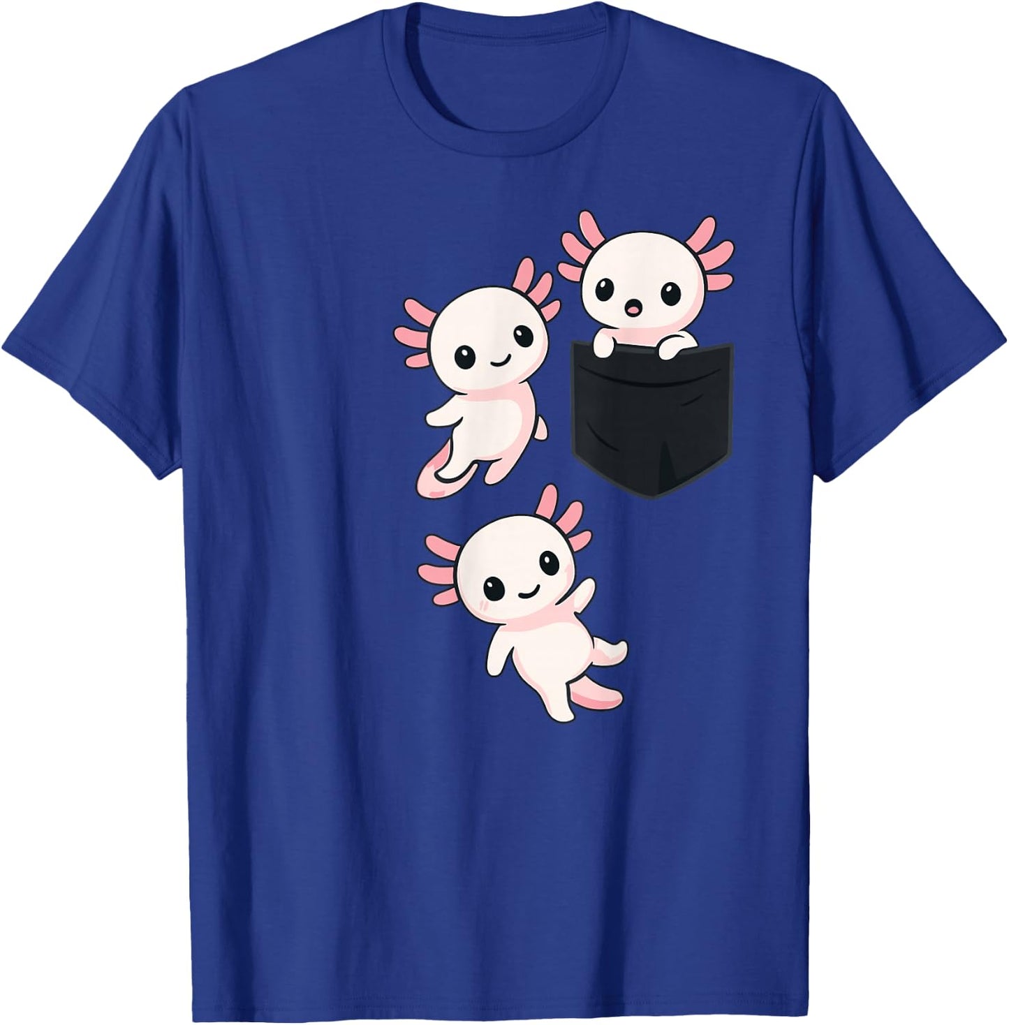 Kawaii Axolotl Pocket Cute Axolotls T-Shirt - T-Shirt | Royal