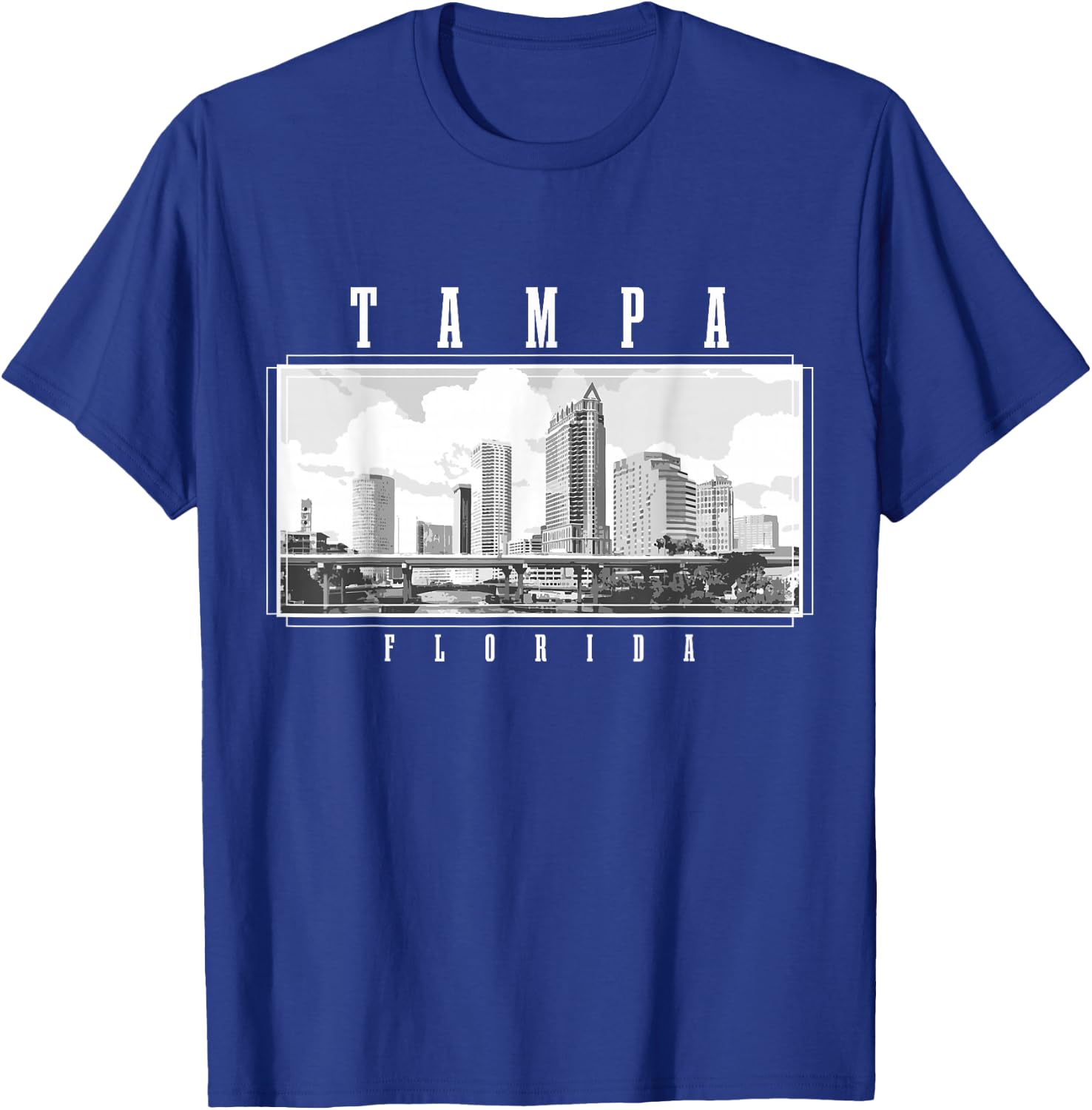 Tampa Florida Vintage Skyline USA America Souvenir T-Shirt - T-Shirt | Royal