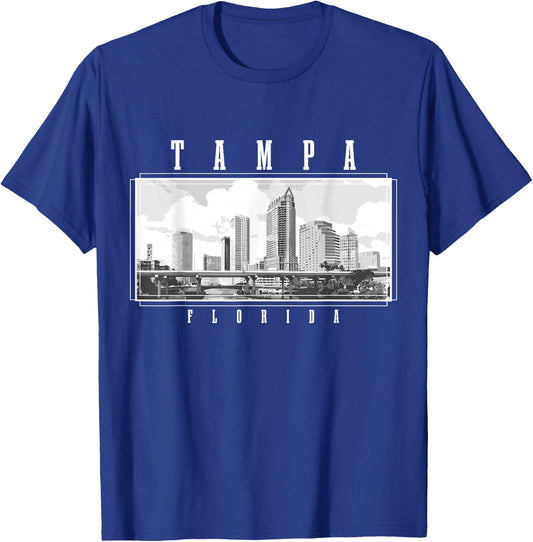 Tampa Florida Vintage Skyline USA America Souvenir T-Shirt - T-Shirt | Royal