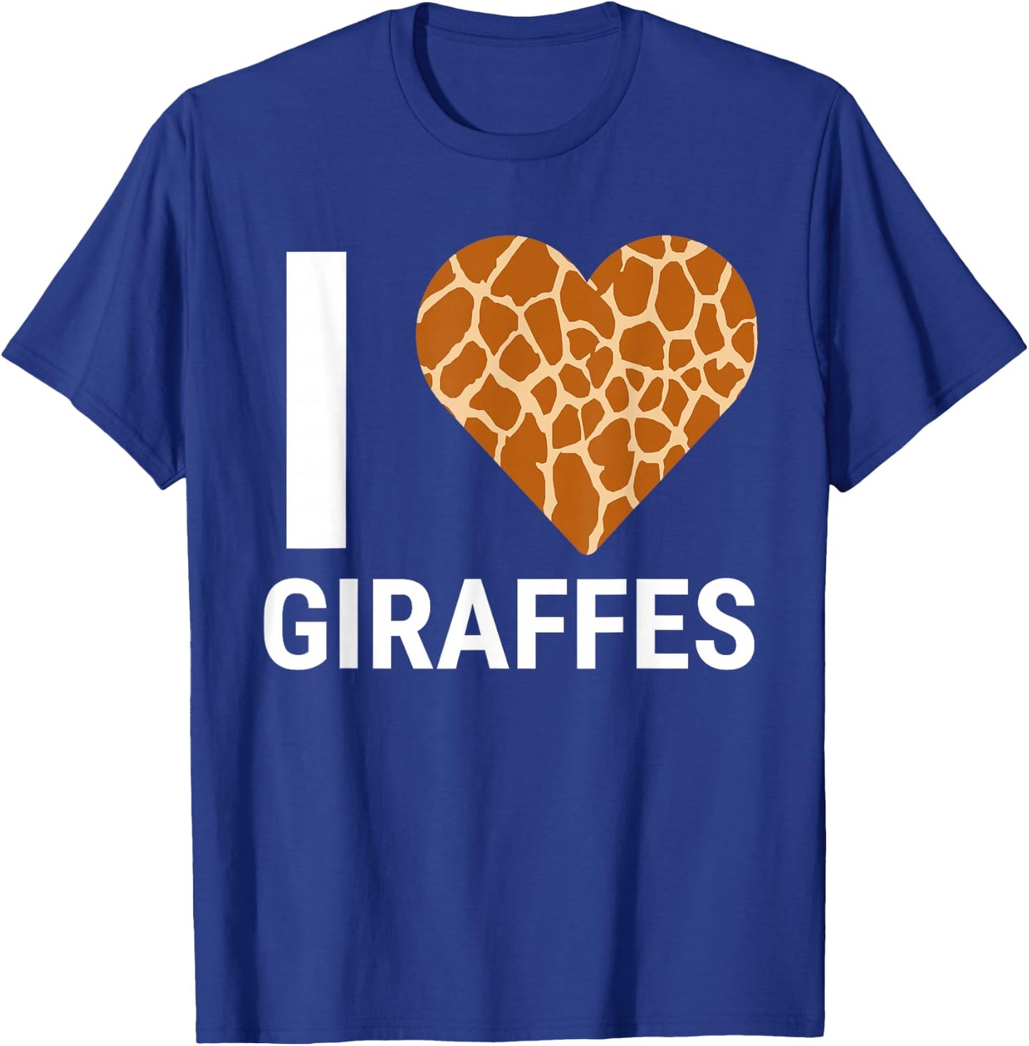 I Love Giraffes Cute Giraffe Print Heart T-Shirt - T-Shirt | Royal