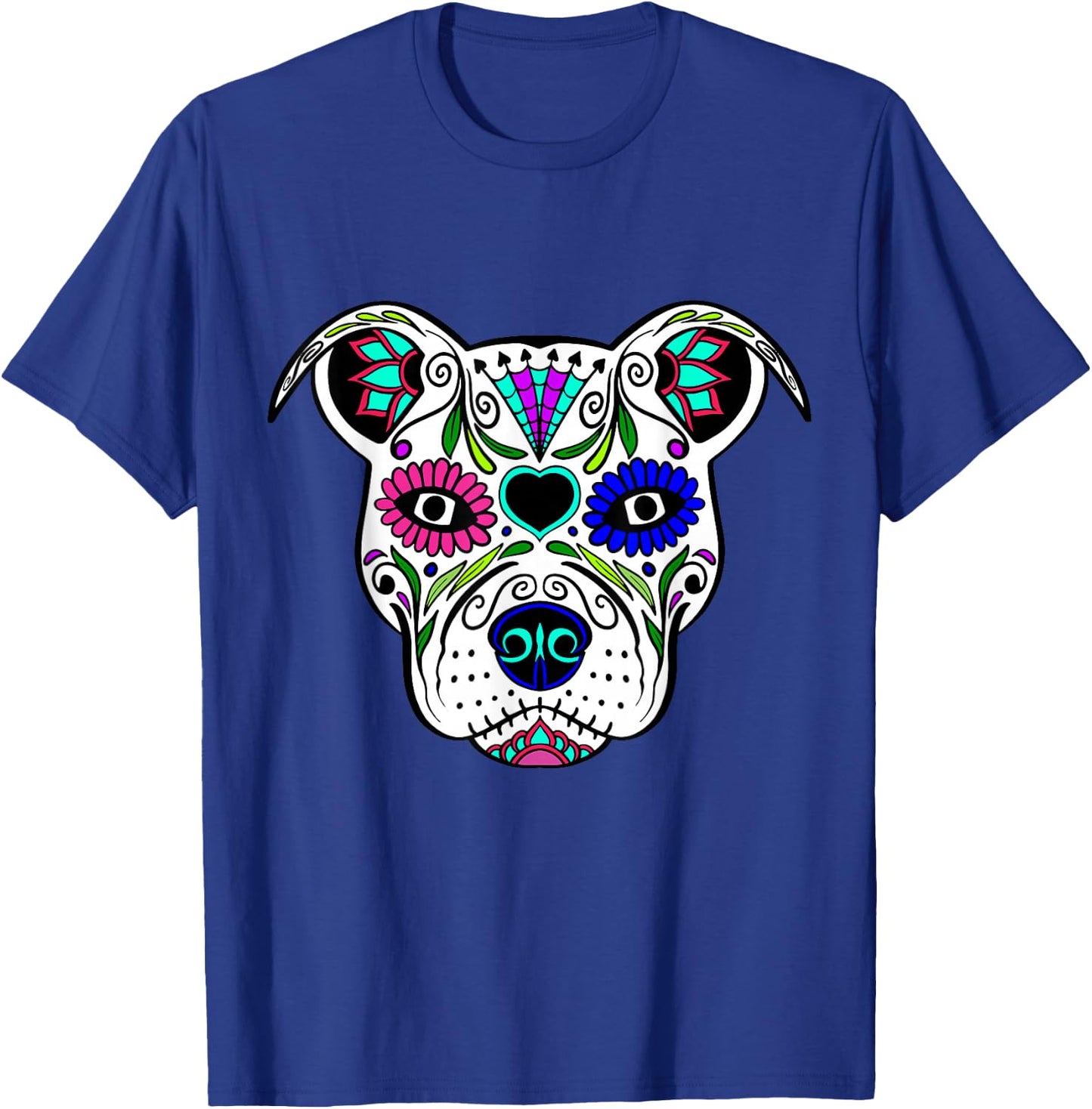 Day Of The Dead Pit Bull Mom Dog Rescue Sugar Skull Shirt Women Girls Kids T-Shirt - T-Shirt | Royal