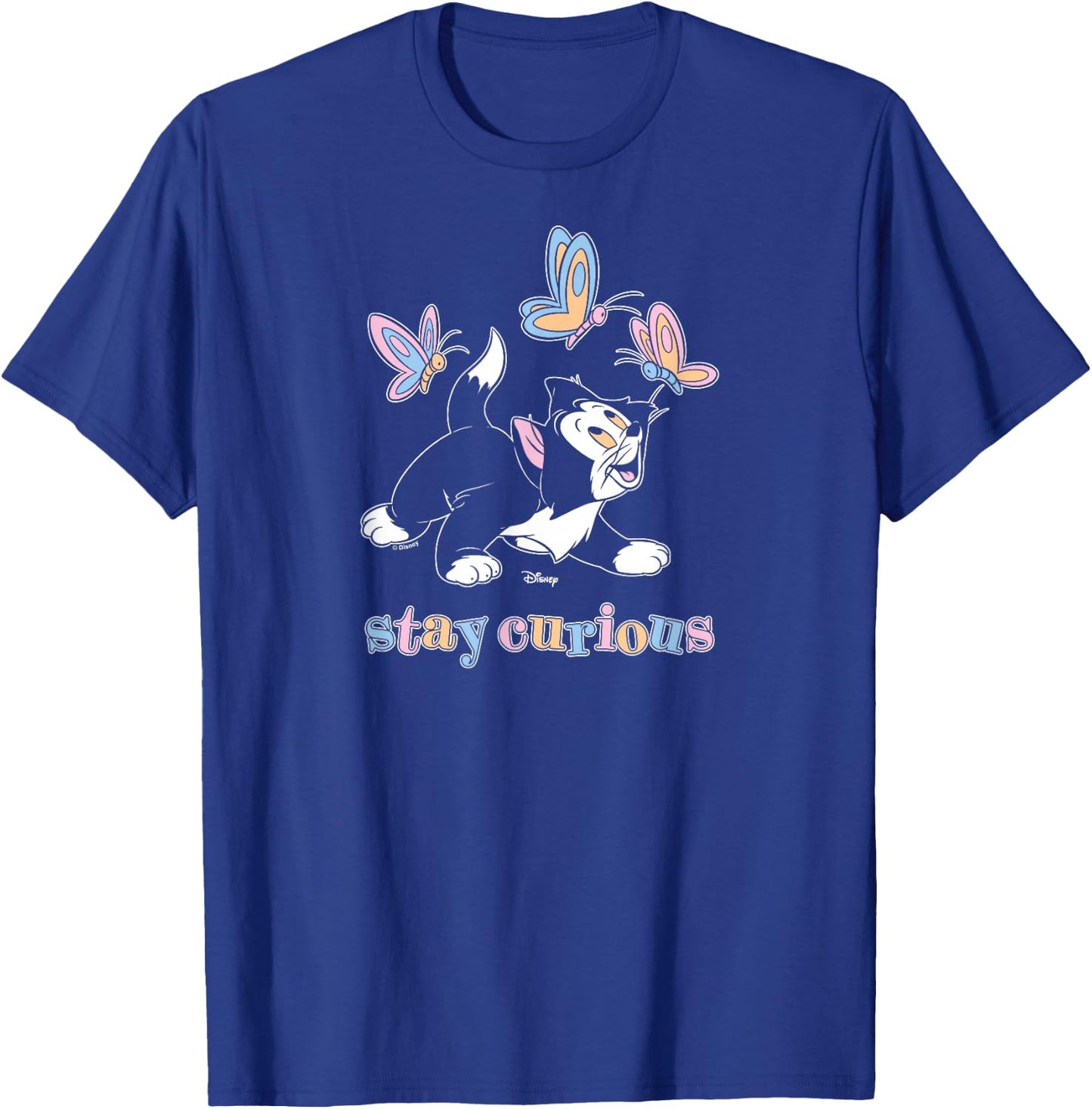 Figaro - Pinocchio Cat Stay Curious Butterflies T-Shirt - T-Shirt | Royal