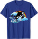 Killer Orca Whale Family Jumping Over Rainbow - Funny T-Shirt - T-Shirt | Royal