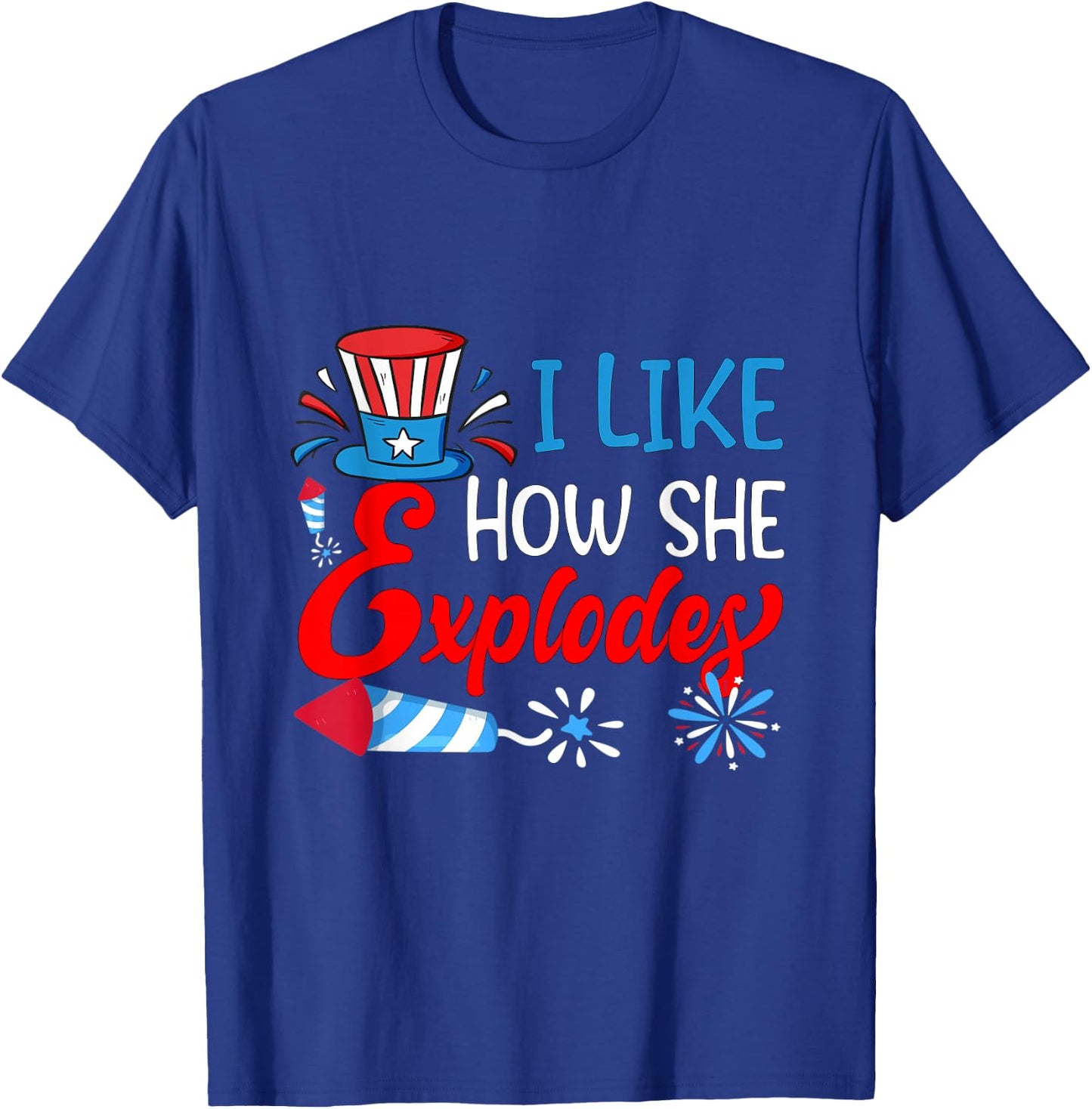 I Like How He Bangs Fireworks Funny 4th of July Couples T-Shirt - T-Shirt | Royal