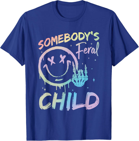 Tie Dye Somebody's Feral Child Toddler Girl and Boy T-Shirt - T-Shirt | Royal
