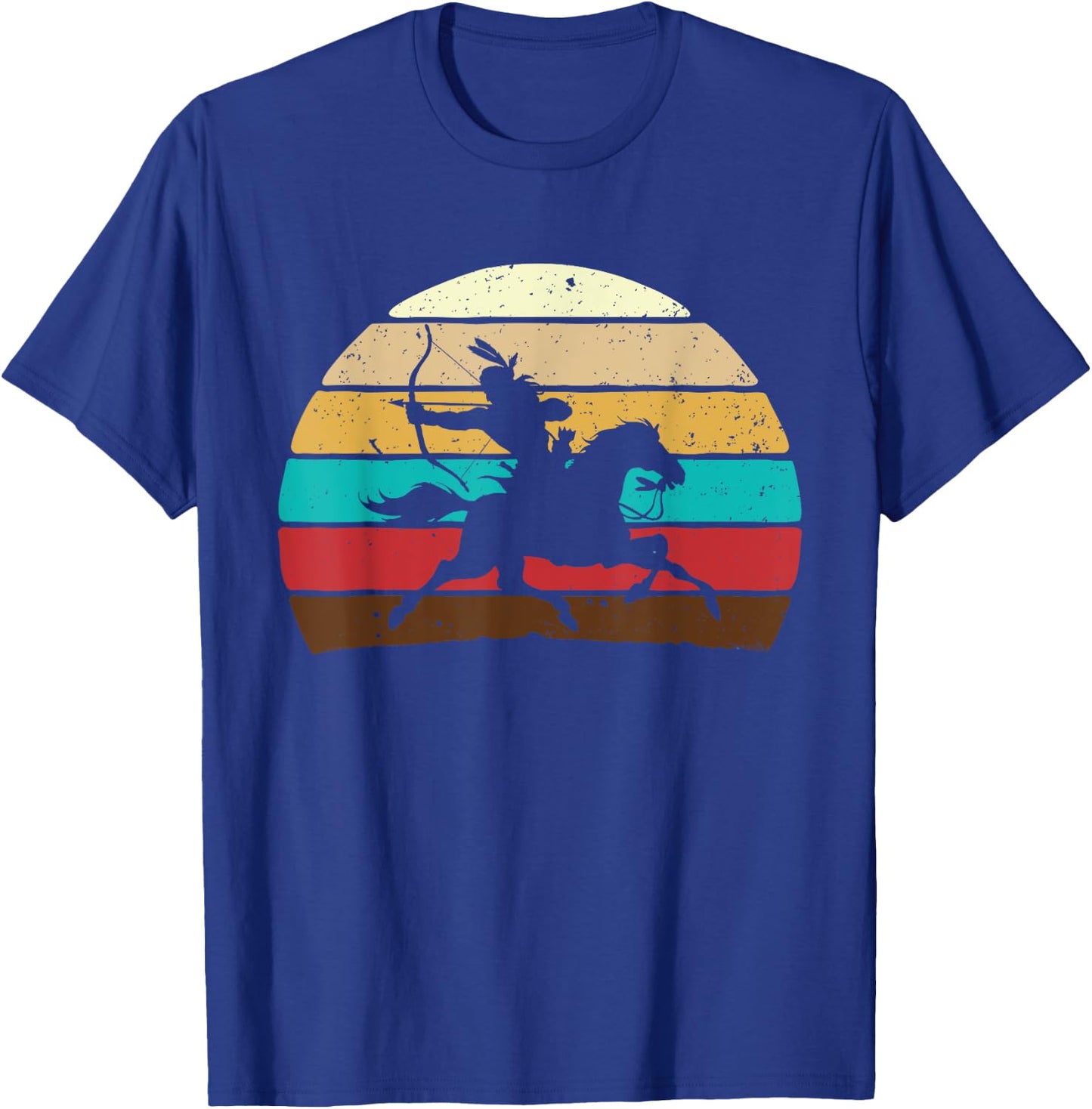 Retro Horse Riding - Native American Indian Pride Indigenous T-Shirt - T-Shirt | Royal
