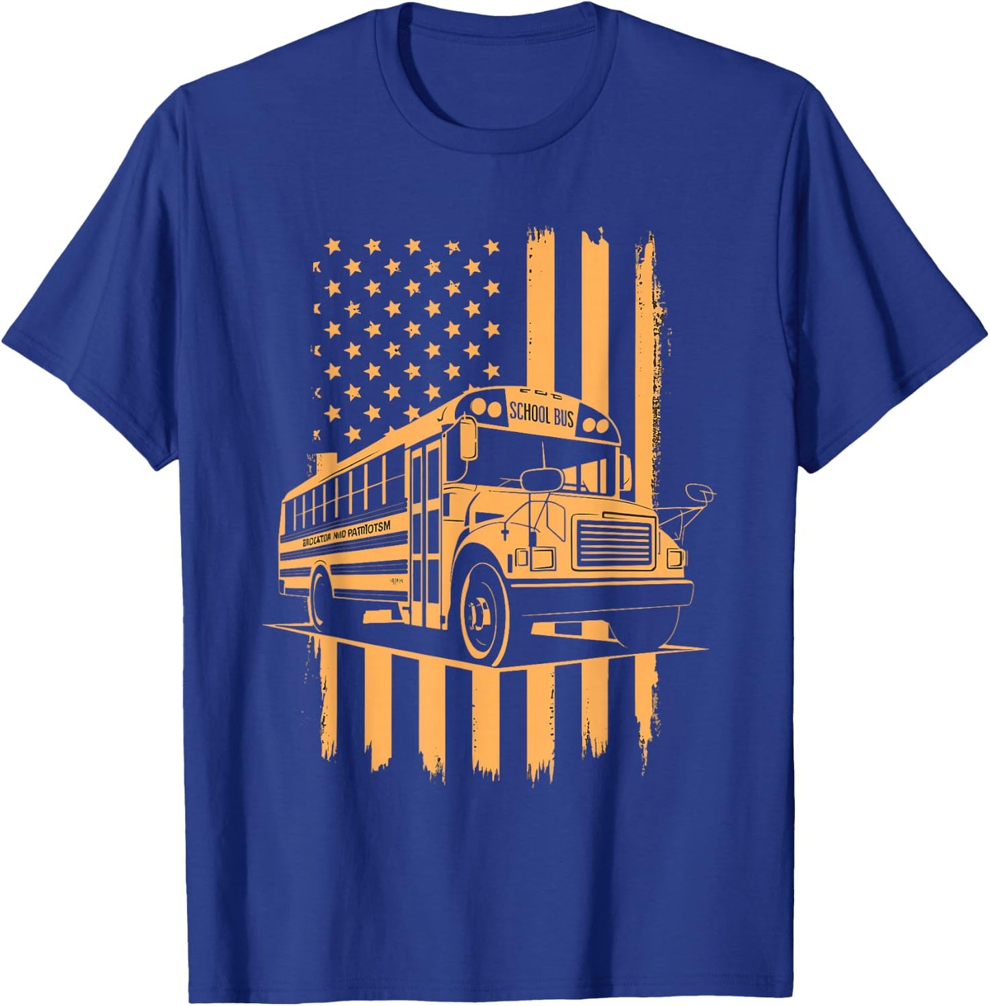 School Bus Driver USA Flag T-Shirt - T-Shirt | Royal