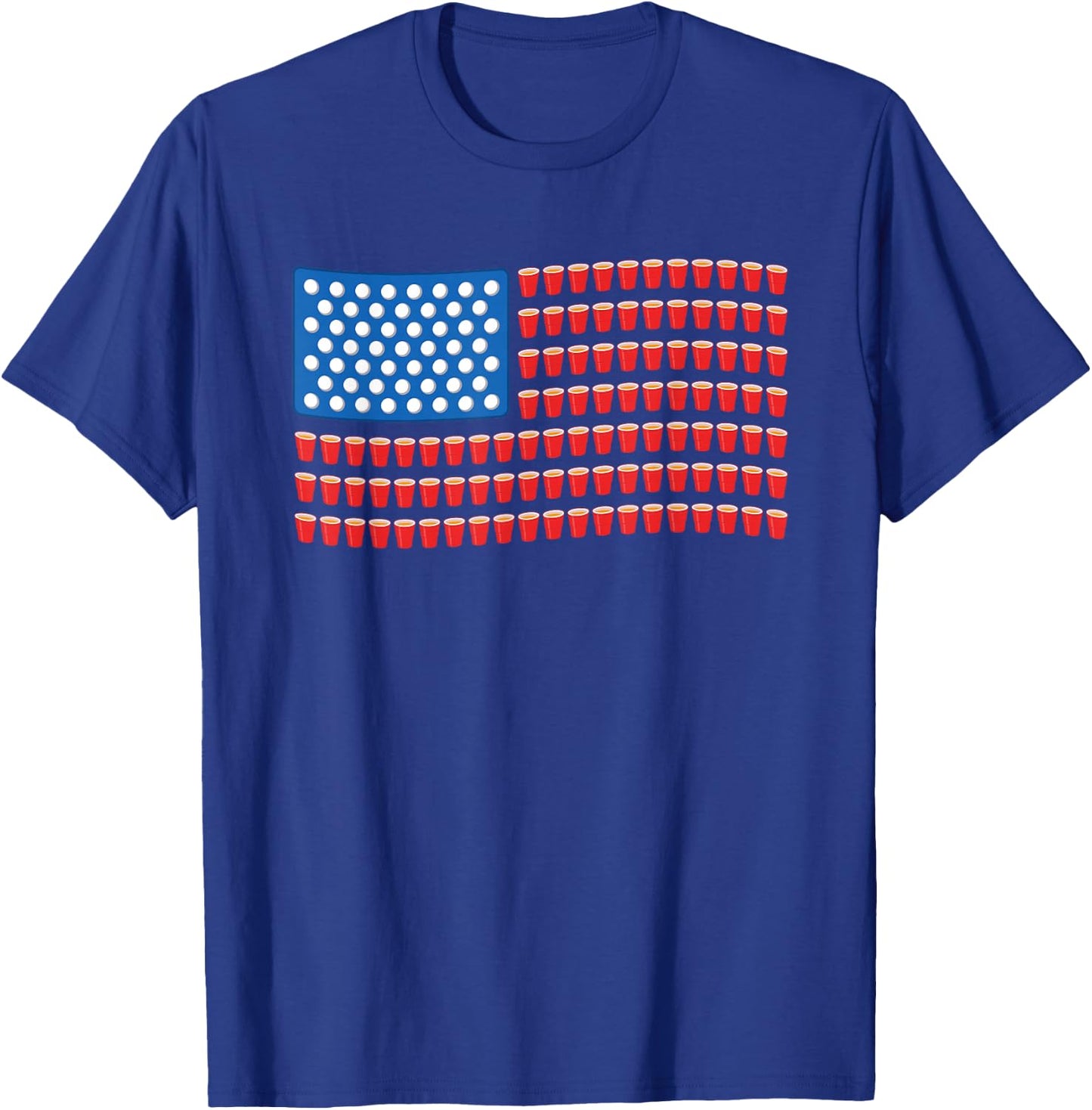 Funny 4th of July Beer Pong American Flag T-Shirt - T-Shirt | Royal