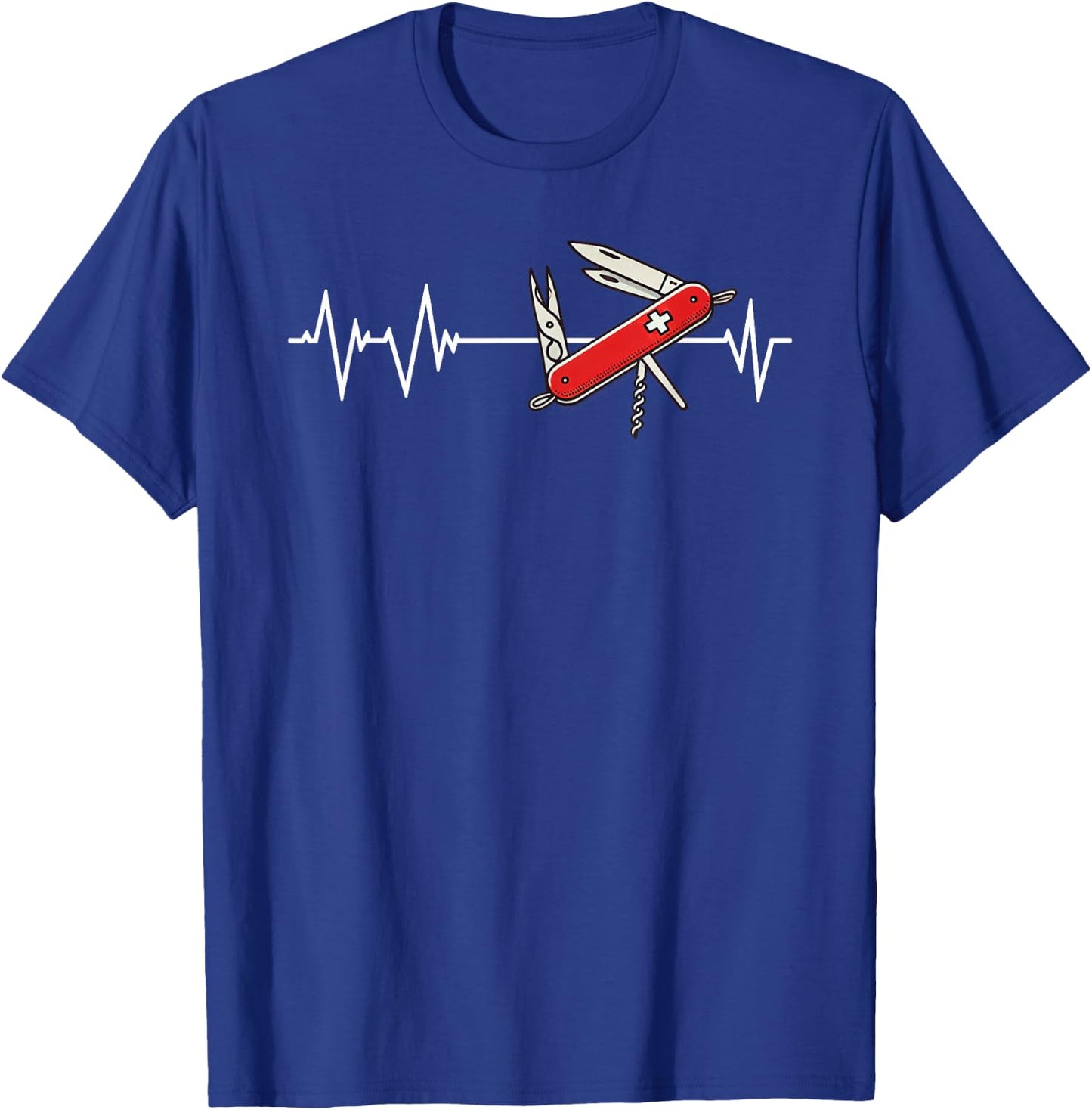 Military Knife Heartbeat Wear Switzerland Sackmesser , Black, S T-Shirt - T-Shirt | Royal
